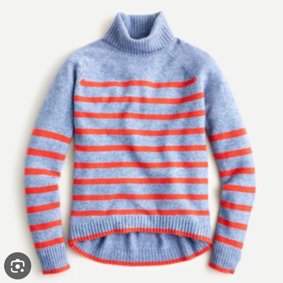 J. Crew Sweaters - J. Crew Tipped Turtleneck Sweater in Striped Supersoft Yarn Size Small